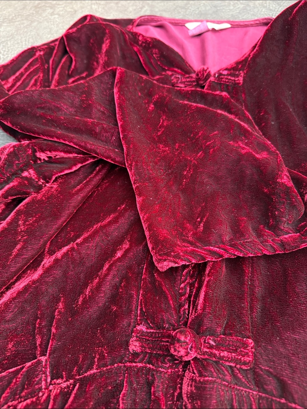 Kleen XL Velvet Button-Front Tunic Top - Red silk blend gorgeous - Picture 10 of 10
